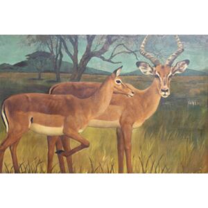 20th C Cabin Deer Country Monumental Art