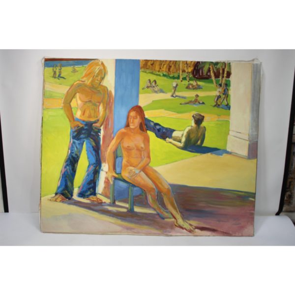 1970s-theater-park-scene-oil-painting-on-canvas-by-drew-bandish-6886