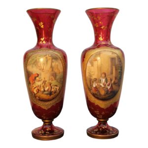 czechoslovakianbohemian-glass-vases-with-raised-painted-panels-a-pair-9958