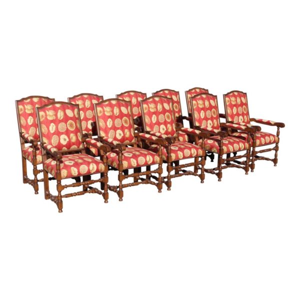 17th-century-european-style-red-floral-fabric-dining-chairs-set-of-10-0417