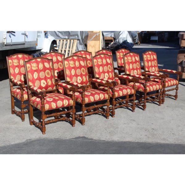 17th-century-european-style-red-floral-fabric-dining-chairs-set-of-10-0778