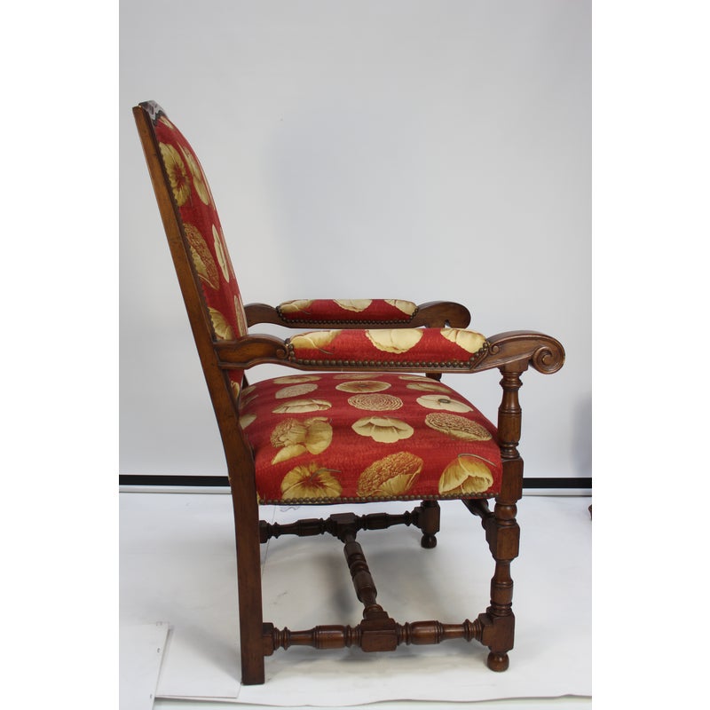 17th-century-european-style-red-floral-fabric-dining-chairs-set-of-10-7912
