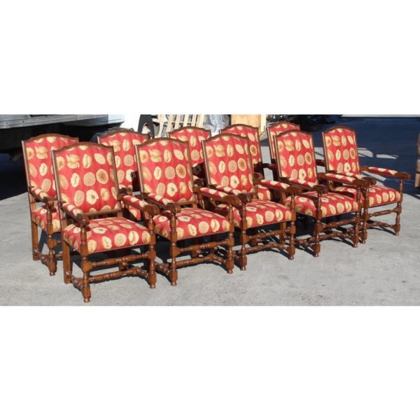 17th-century-european-style-red-floral-fabric-dining-chairs-set-of-10-9705