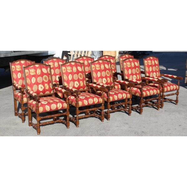 17th century style european floral fabric dining chairs set of 10 9705