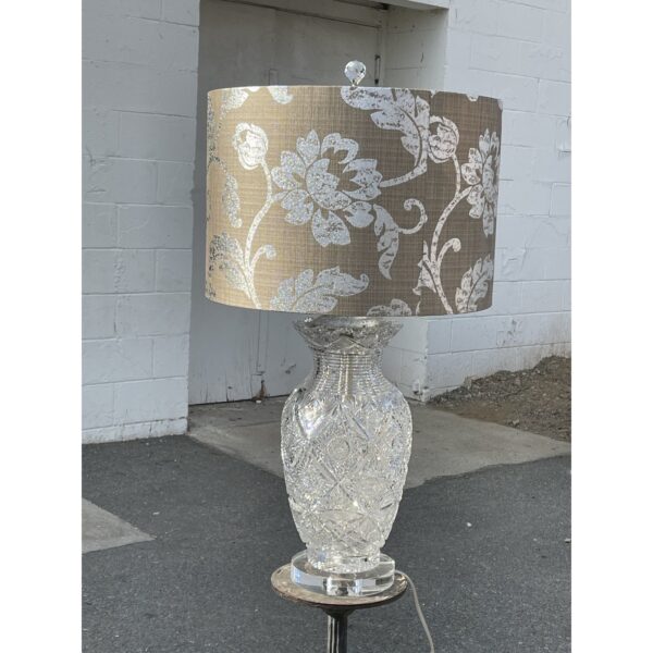 1910s american brilliant cut glass lamp and custom shade 2318