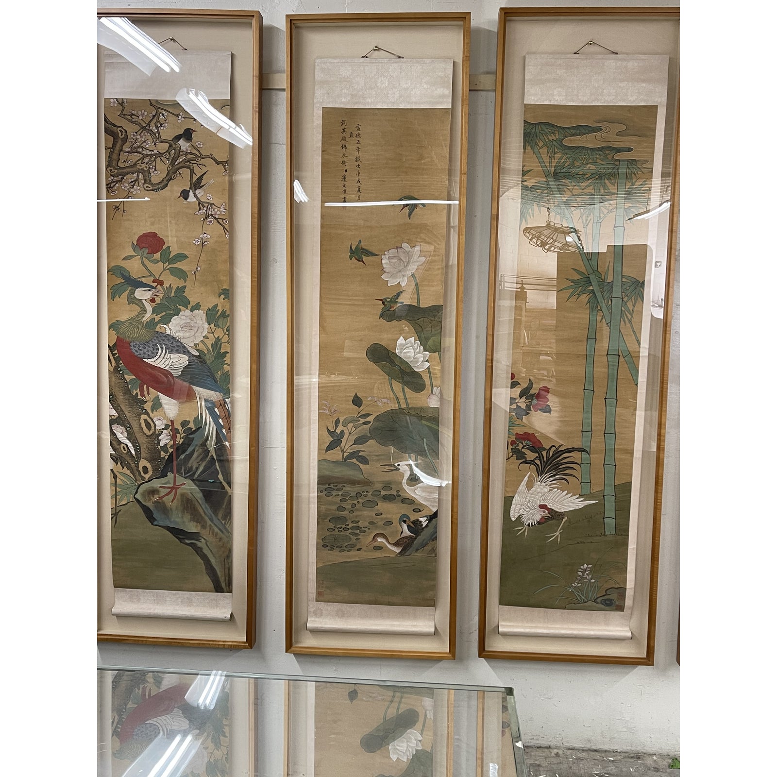 1920s-chinese-botanical-and-figurative-scroll-painting-panels-framed-set-of-8-3093