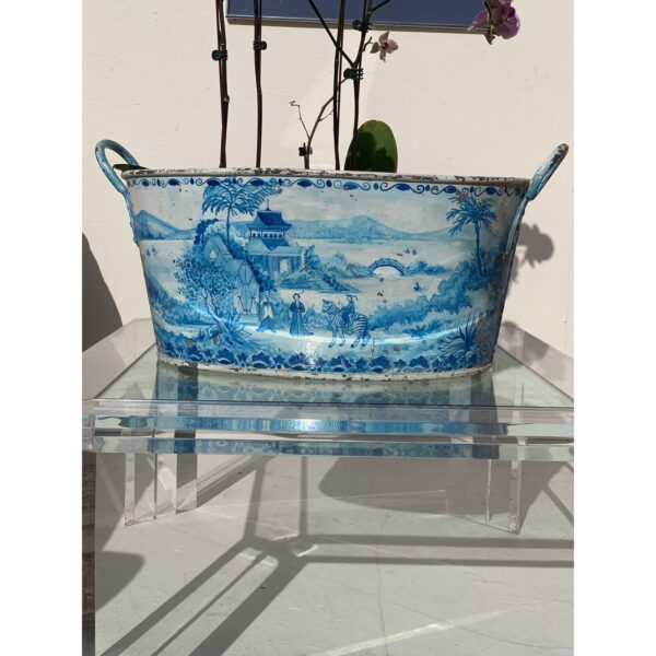 blue tole french style chinoiserie planter 1203