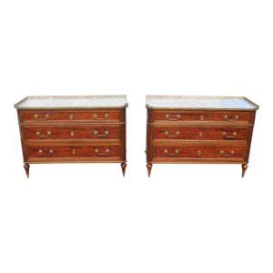 early 20th centurydirectoire style french chest of drawers with marble tops a pair 1229 1