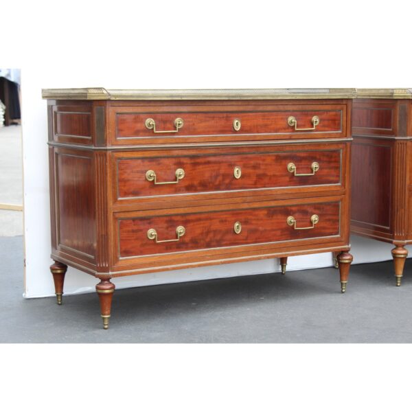 early 20th centurydirectoire style french chest of drawers with marble tops a pair 3099