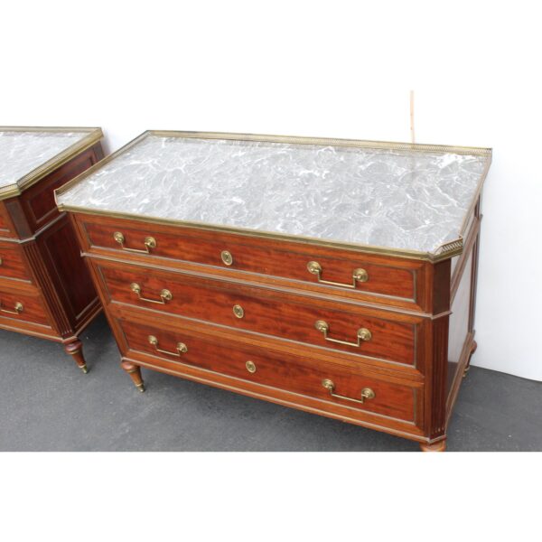 early 20th centurydirectoire style french chest of drawers with marble tops a pair 4025