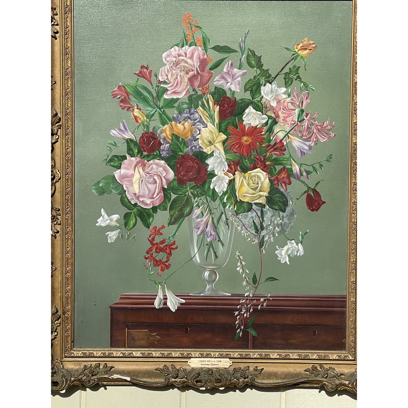 late-20th-century-summer-flowers-botanical-still-life-painting-by-chris-hill-framed-4063