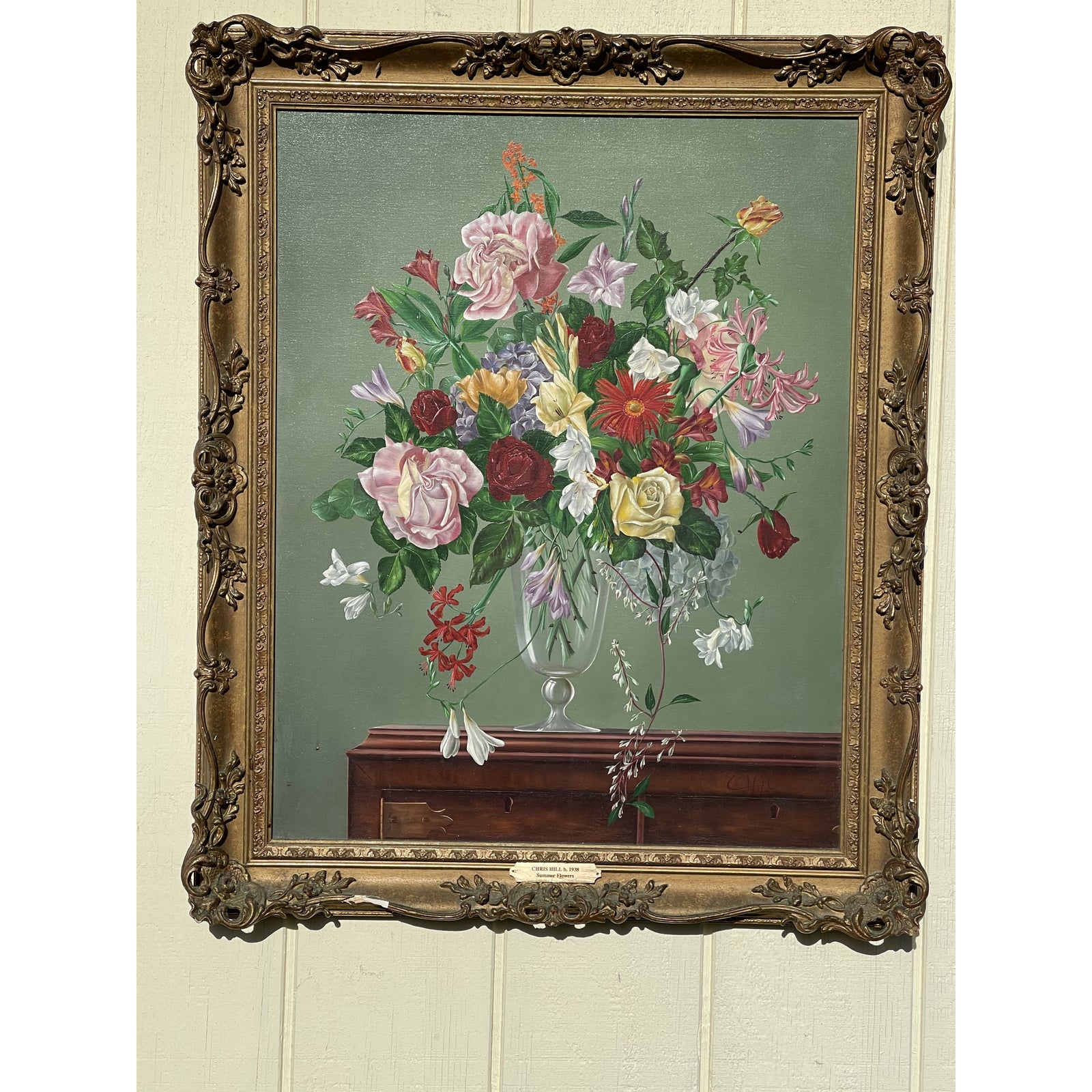 late-20th-century-summer-flowers-botanical-still-life-painting-by-chris-hill-framed-7216