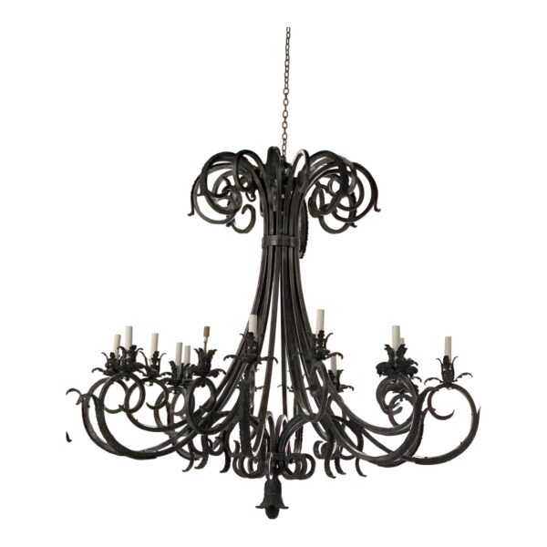 massive monumental wrought iron chandelier 8960