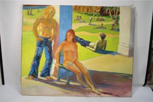 1970s-theater-park-scene-oil-painting-on-canvas-by-drew-bandish-6886