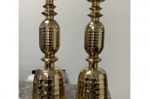 beehive-motif-mid-century-brass-candlesticks-a-pair-3581 beehive-motif-mid-century-brass-candlesticks-a-pair-3581