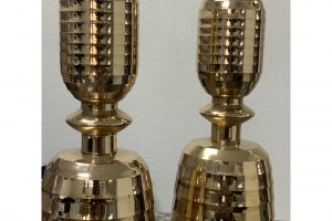 beehive-motif-mid-century-brass-candlesticks-a-pair-5046 beehive-motif-mid-century-brass-candlesticks-a-pair-5046