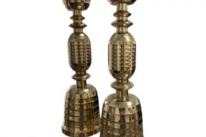 beehive-motif-mid-century-brass-candlesticks-a-pair-8013 beehive-motif-mid-century-brass-candlesticks-a-pair-8013