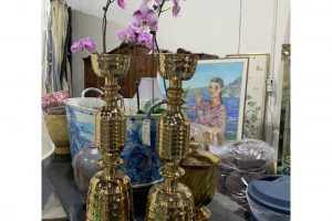 beehive-motif-mid-century-brass-candlesticks-a-pair-8260 beehive-motif-mid-century-brass-candlesticks-a-pair-8260