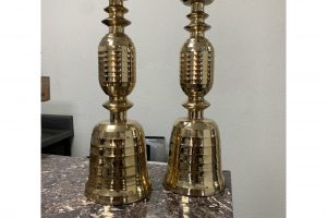 beehive-motif-mid-century-brass-candlesticks-a-pair-8853 beehive-motif-mid-century-brass-candlesticks-a-pair-8853