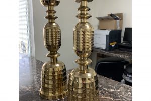 beehive-motif-mid-century-brass-candlesticks-a-pair-9990 beehive-motif-mid-century-brass-candlesticks-a-pair-9990