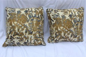 contemporary-printed-linen-navy-blue-and-bronze-down-pillows-a-pair-2399