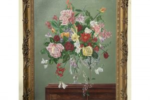 late-20th-century-summer-flowers-botanical-still-life-painting-by-chris-hill-framed-8539